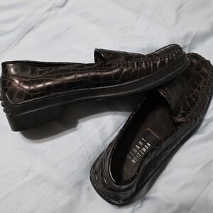 Stuart Weitzman Women's Dark Brown Crocodile Loafers Size 6B